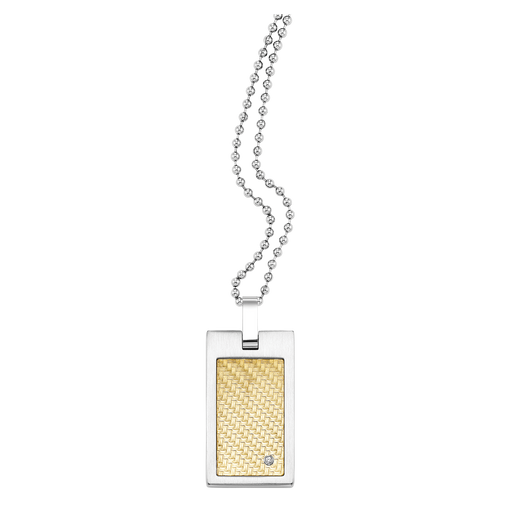 Steel and 18K Inlay Diamond Pendant