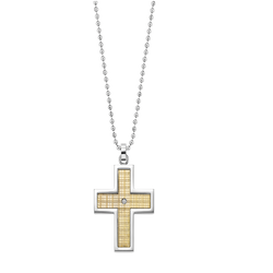 Steel and 18K Inlay Diamond Cross