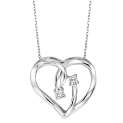 Sterling Silver Diamond Heart Pendant