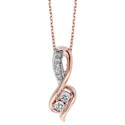 14K Diamond Two Stone Pendant 1/5 ctw