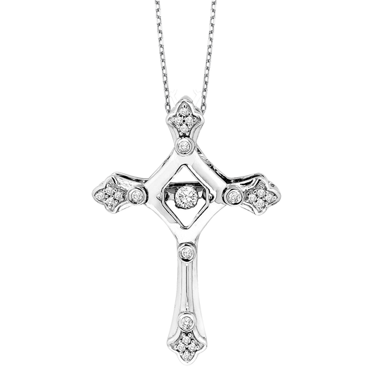 14K Diamond ROL Cross 1/10 ctw