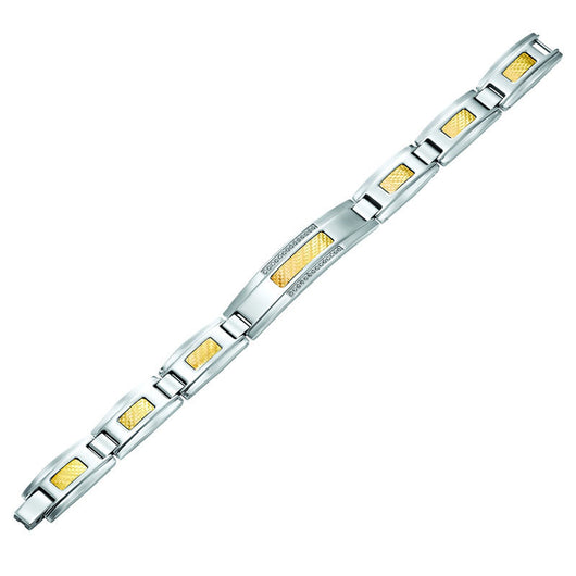 Steel and 18K Inlay Diamond Bracelet, 1/7 ctw