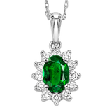 Lady Di Diamond & Sapphire 6X4 Oval Pendant