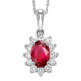 Lady Di Diamond & Sapphire 6X4 Oval Pendant