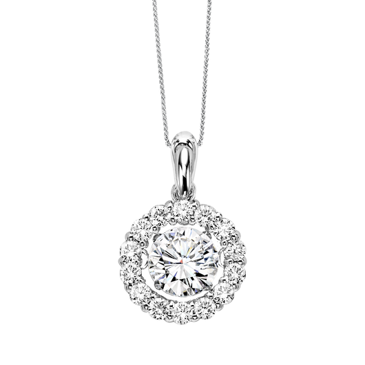 14K Diamond ROL Halo Pendant