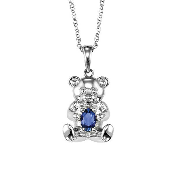 Teddy Bear Birthstone Silver Pendant