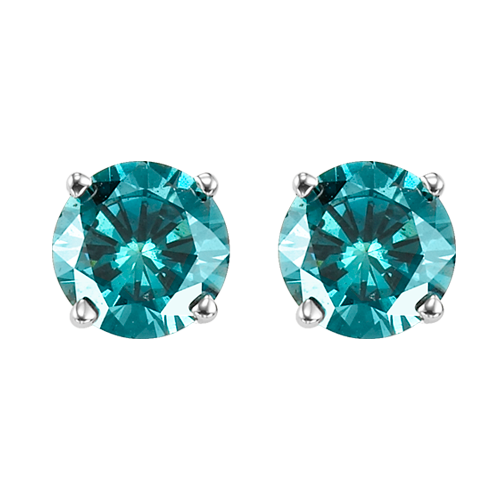 10kw Round Blue Diamond Studs