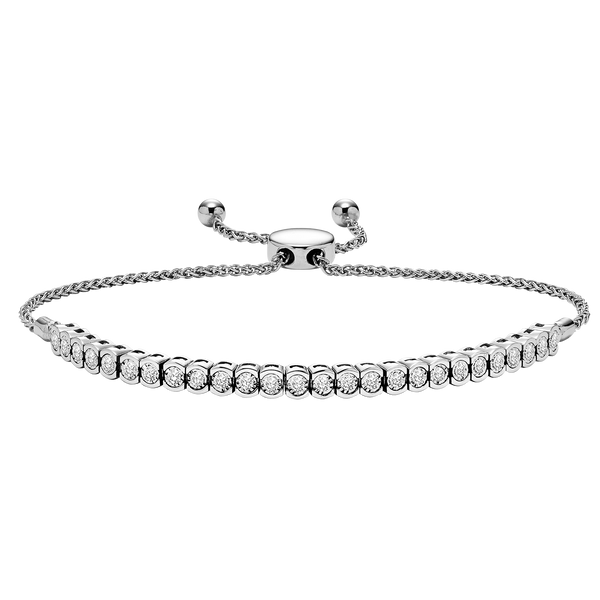 White Gold Diamond Bolo Bracelet 1/2 ctw