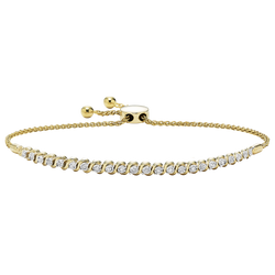 Yellow Gold Diamond Bolo Bracelet 1/5 ctw