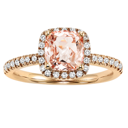 14K Morganite and Diamond Engagement Ring